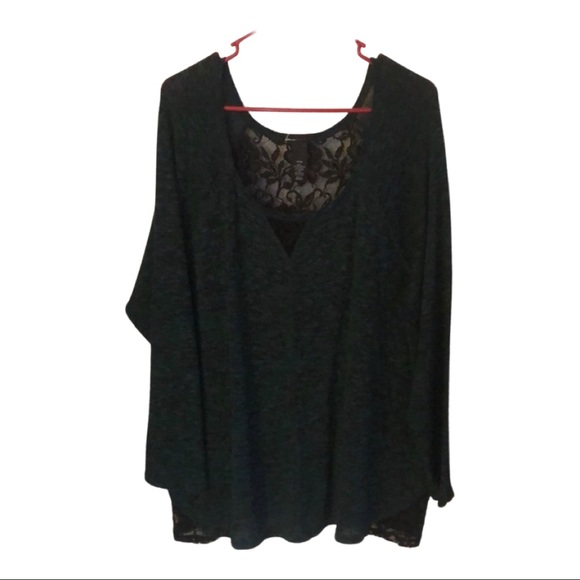 Lane Bryant green black lace sweater size 18/20 - Picture 2 of 7